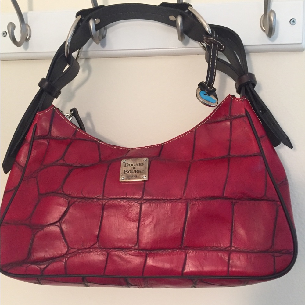 Dooney & Bourke Croco Embossed Red Black leather